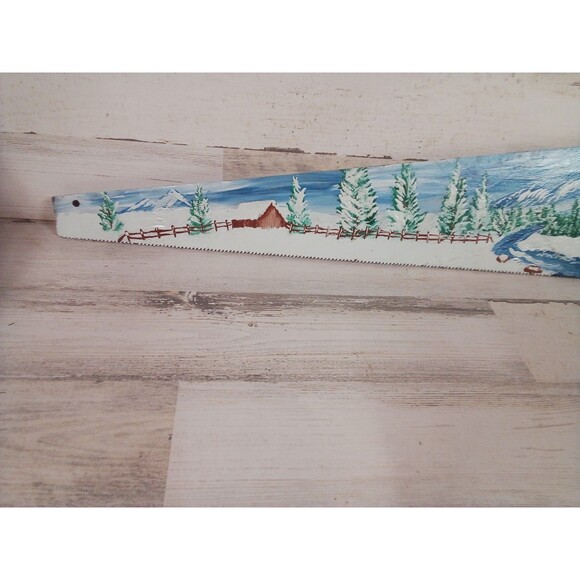 Hand Painted Winter Wonderland By Casey Handsaw Real Blade - Picture 7 of 15